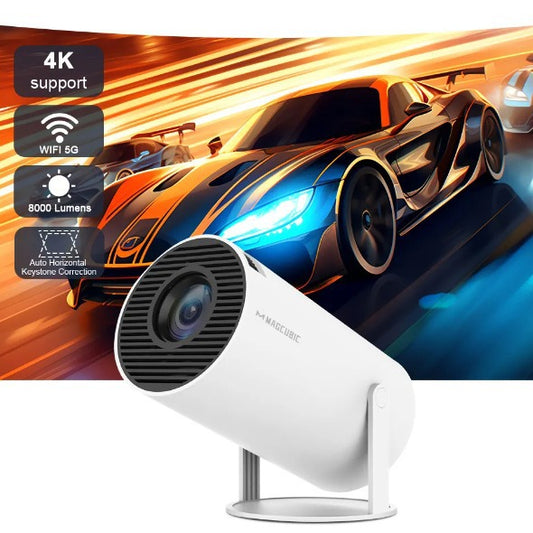 HY300 Pro Mini Projector, Portable, 180 Degree, 4K 1080P, Dual-Band WiFi 6 5G, Bluetooth 5.0, 130-Inch Display